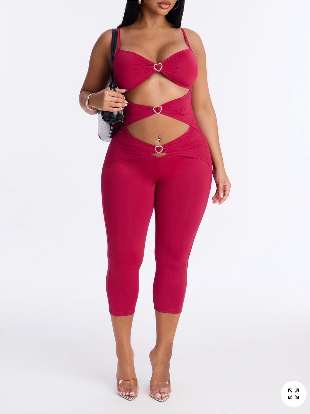 Fashion Nova Cutout Heart-Ring Jumpsuit in Wine